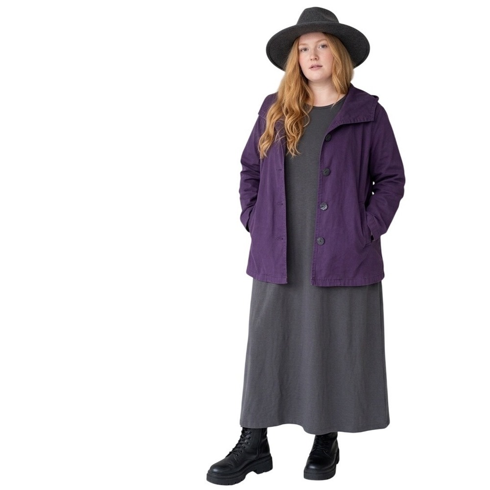 Color Me Cotton CMC Purple Swing Button Coat XXL Lagenlook Fairy Stretch Canvas
